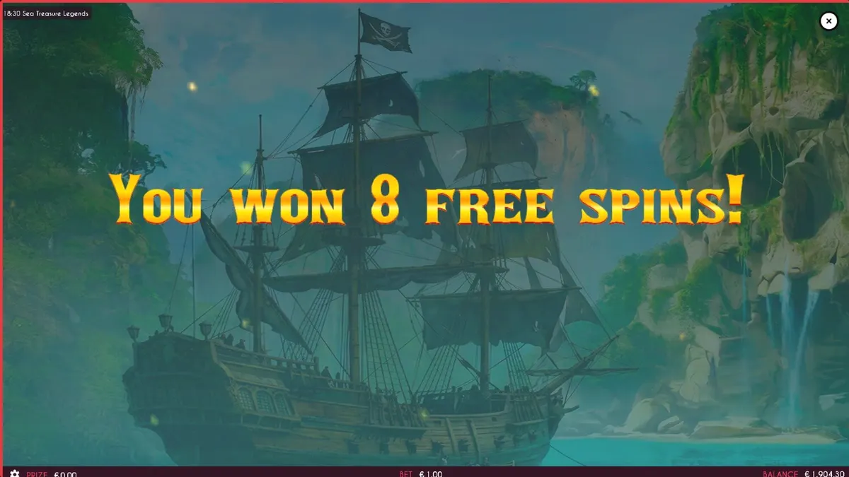 Tampilan visual slot bertema bajak laut Sea Treasures Legend